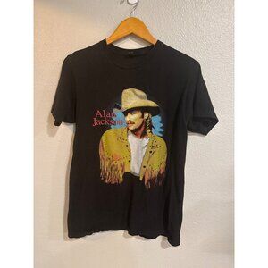 Alan Jackson Summertime Blues Graphic T-Shirt Black Cotton Medium